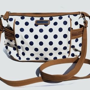 Rosetti Maddie Crossbody, Cream w/ Navy Polka Dot